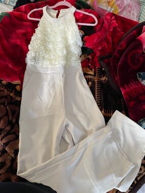 White Floral Halter Jumpsuit